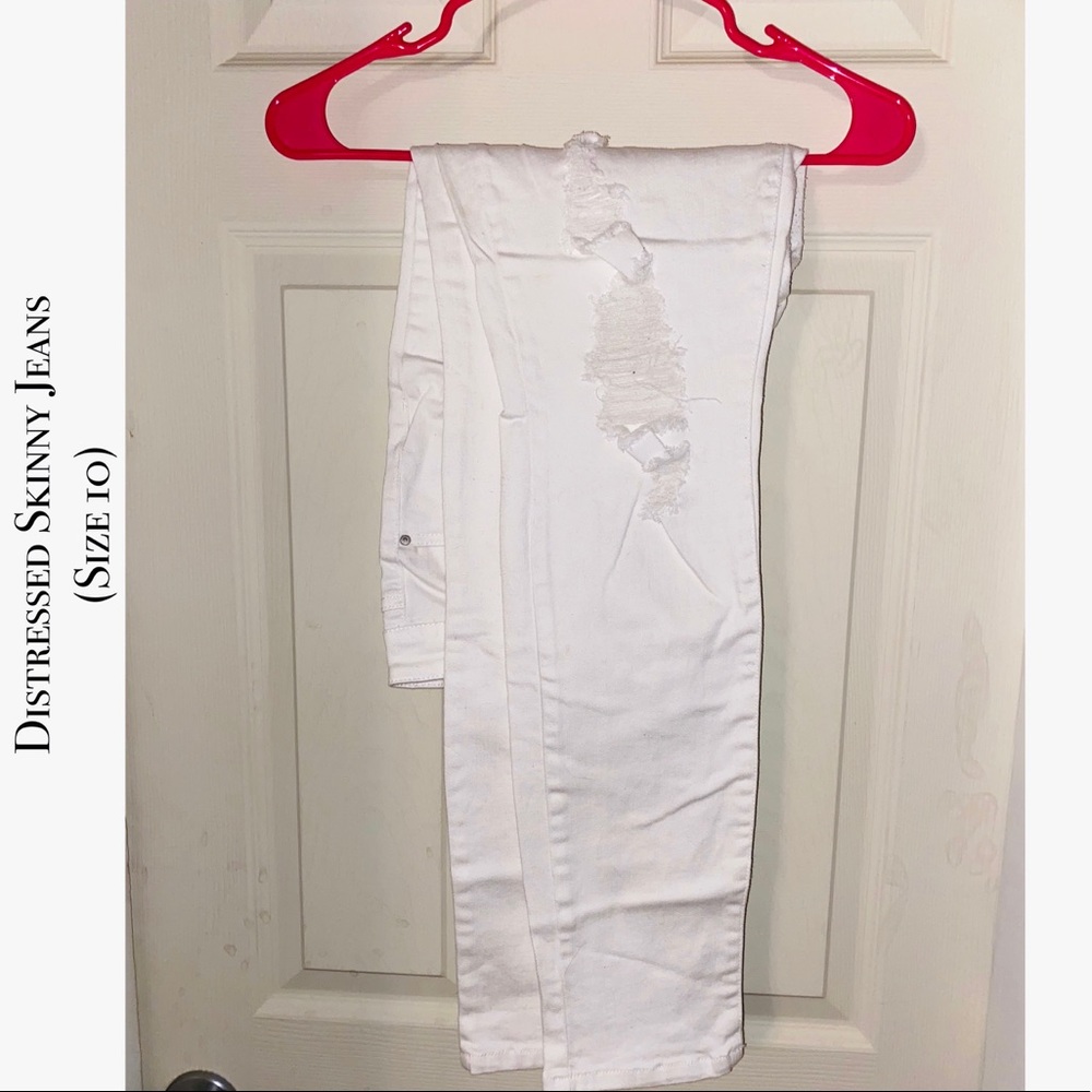 Distressed Skinny Jeans (White) Size 10